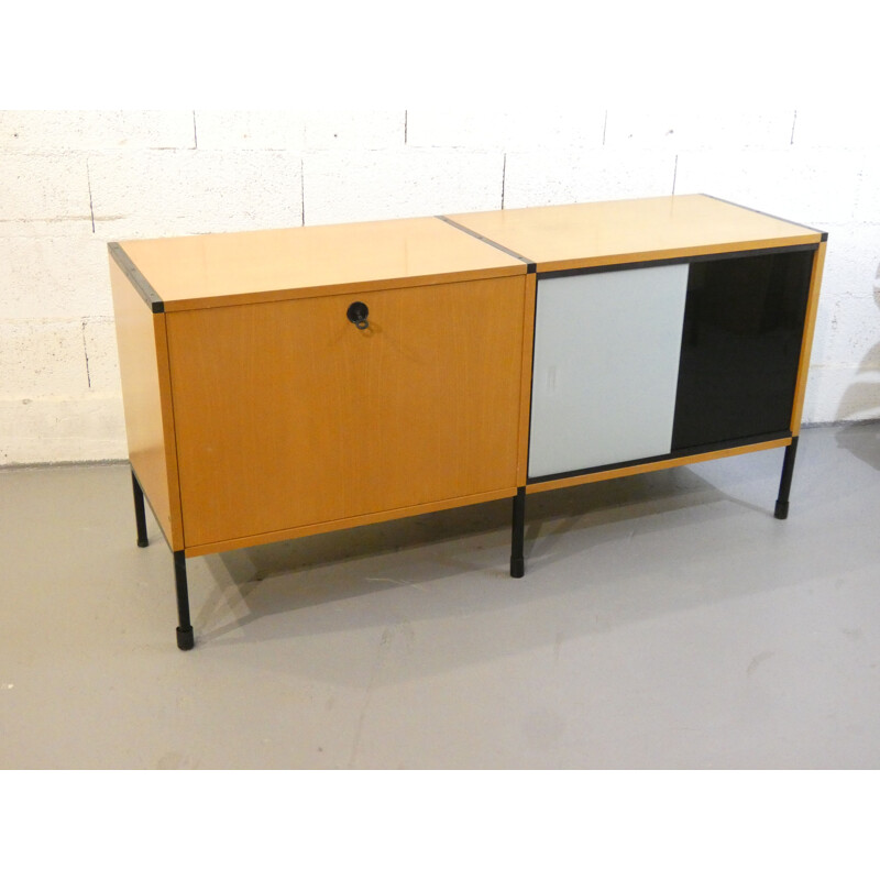 Vintage Arp light ashwood sideboard by Pierre Guariche for Minvielle, 1960