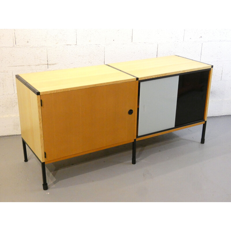 Vintage light ashwood sideboard by Guariche stone for Huchers Minvielle, 1960
