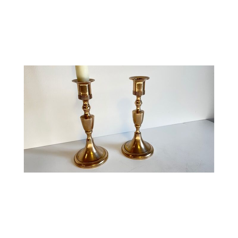 Pair of Scandinavian vintage candlesticks by Scandia Malm, Sweden