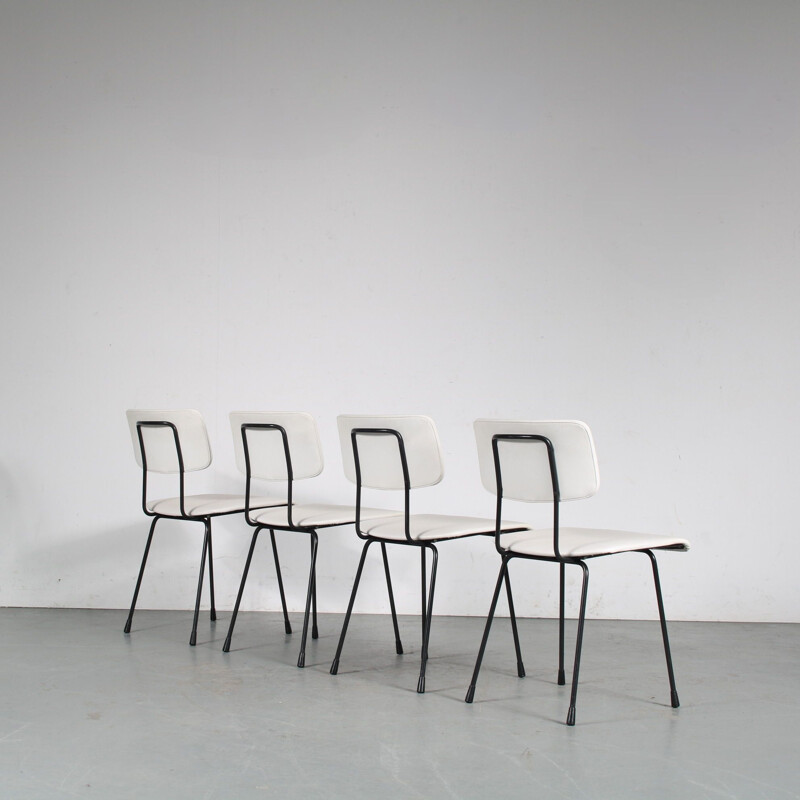 Set of 4 vintage dining chairs by Cordemeijer for Gispen, Netherlands 1950s
