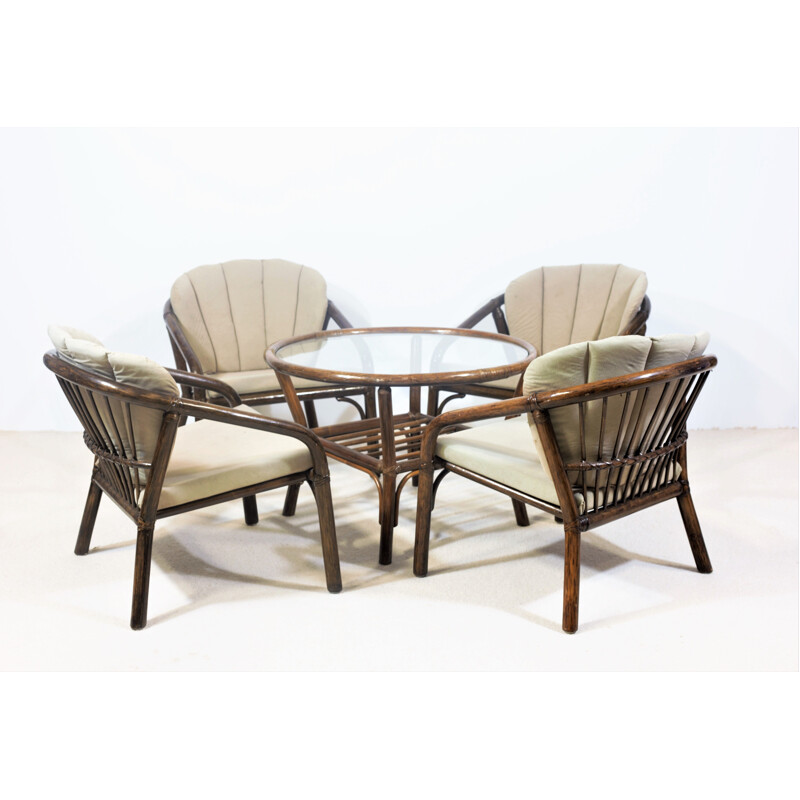 Vintage bamboo living room set by Horsnaes Mobler, 1960