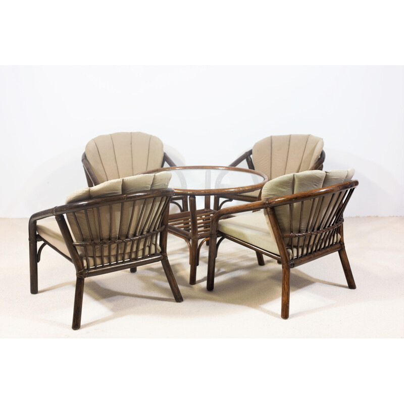 Vintage bamboo living room set by Horsnaes Mobler, 1960