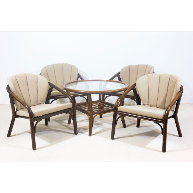 Vintage bamboo living room set by Horsnaes Mobler, 1960