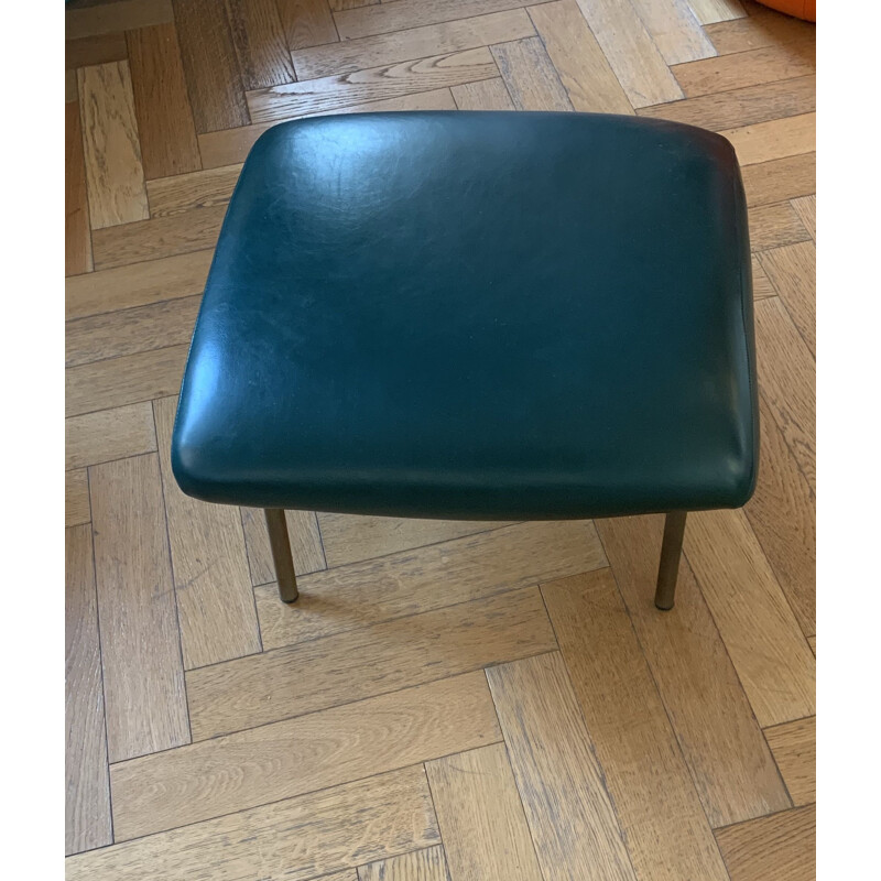 Lady vintage armchair and ottoman in imitation leather by Marco Zanuso, 1950