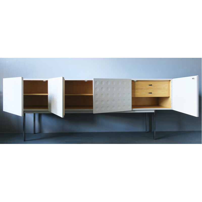 Large mid-century sideboard in white lacquered ash - 1950s