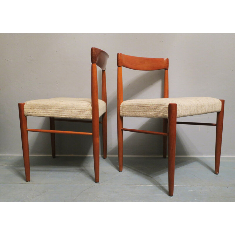 Pair of Danish Bramin chairs in teak and beige wool, Henry W. KLEIN - 1960s