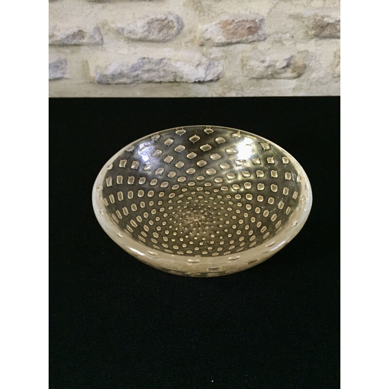 Vintage glass bowl "bullicante" by Archimede Seguso for Murano, 1950