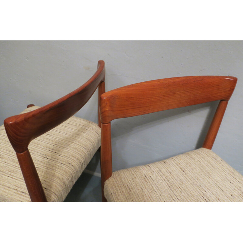 Pair of Danish Bramin chairs in teak and beige wool, Henry W. KLEIN - 1960s