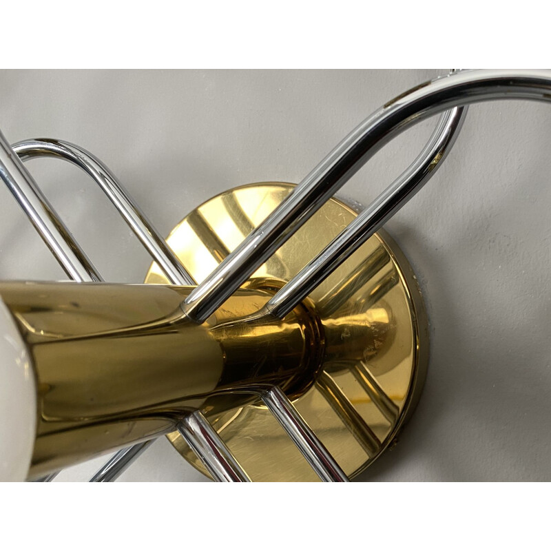 Vintage brass wall lamp by Gaetano Sciolari for Leola, Germany 1970s