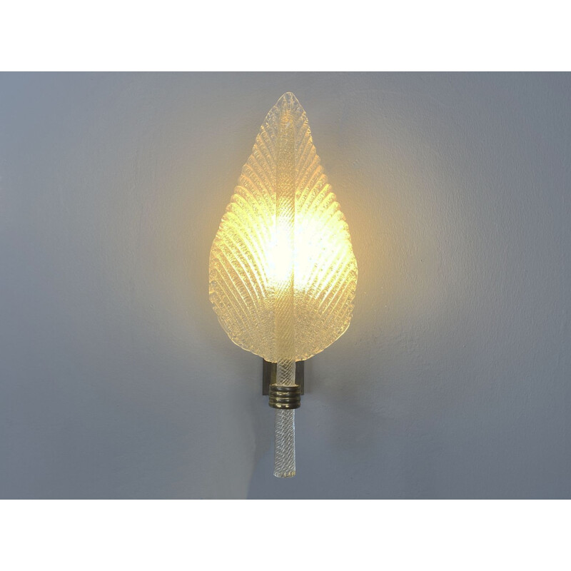 Vintage Murano glass wall lamp by Barovier & Toso, Italy 1950s