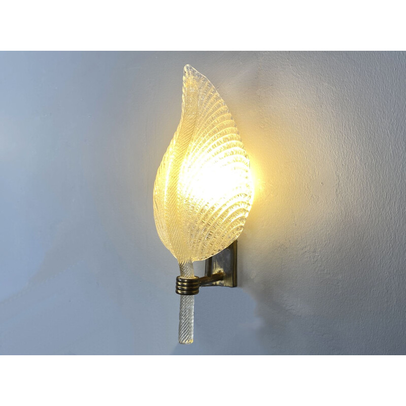 Vintage Murano glass wall lamp by Barovier & Toso, Italy 1950s