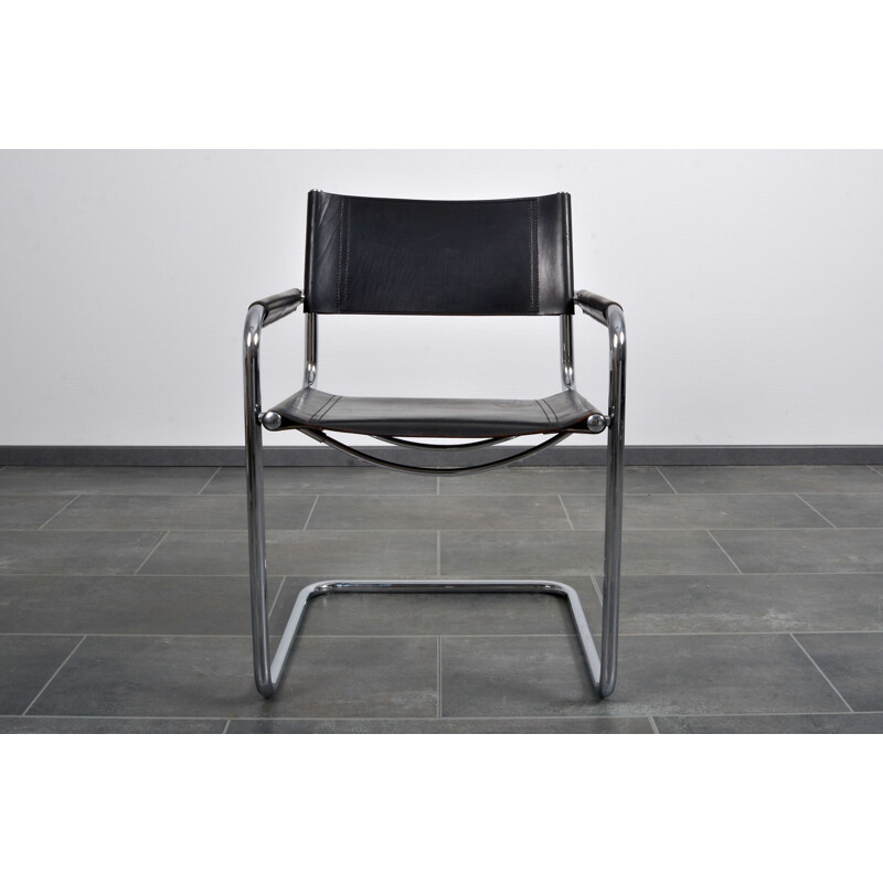 Cadeira de couro Vintage cantilever com apoios de braços de Mart Stam para Linea Veam