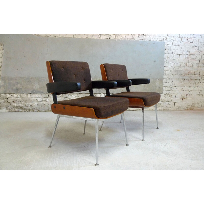 Paire de fauteuils en tissu, design français - 1970