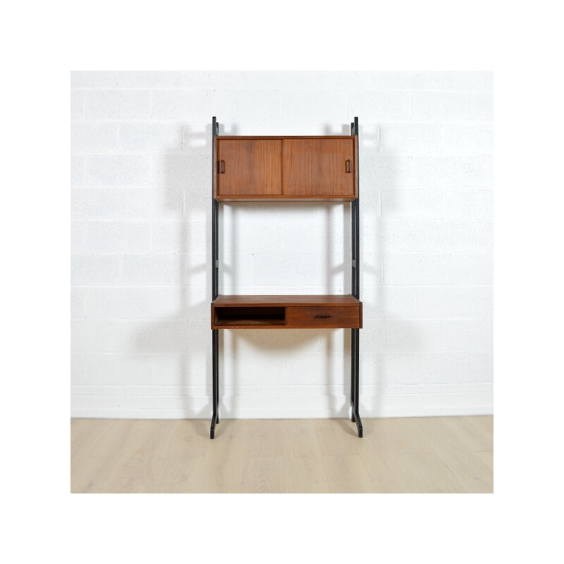 Simpla Lux desk in dark teak with cabinet - 1960s