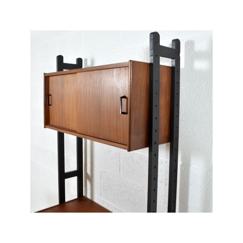 Simpla Lux desk in dark teak with cabinet - 1960s