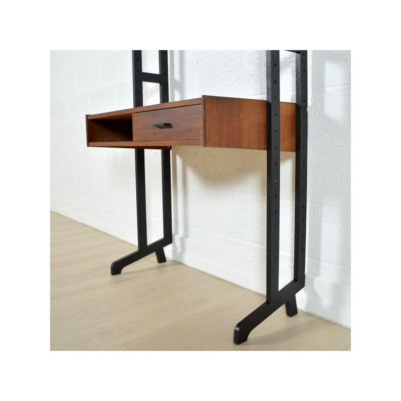 Simpla Lux desk in dark teak with cabinet - 1960s