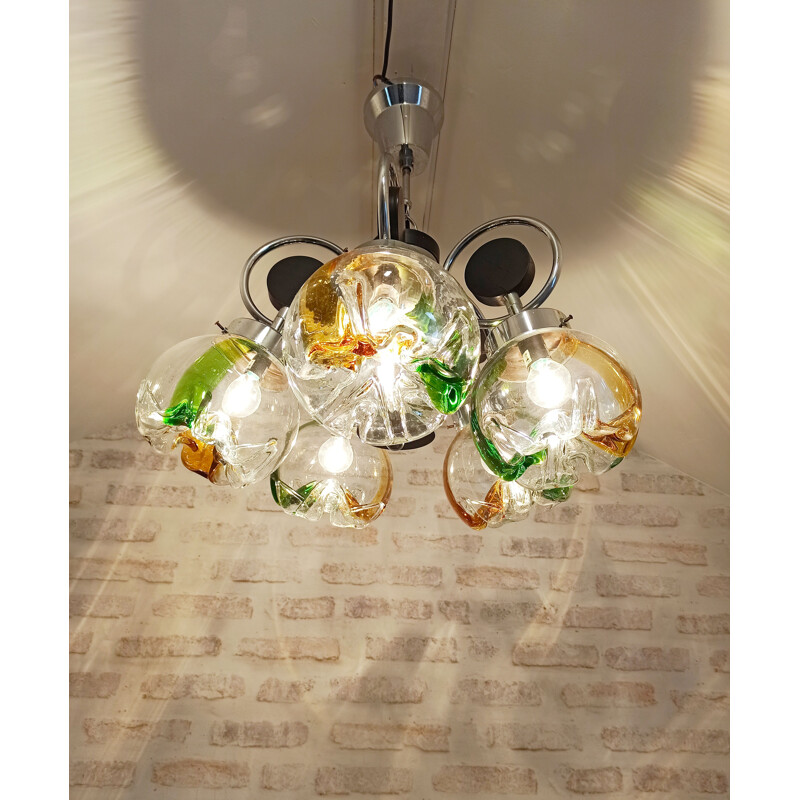 Lustre vintage Mazzega en verre de Murano