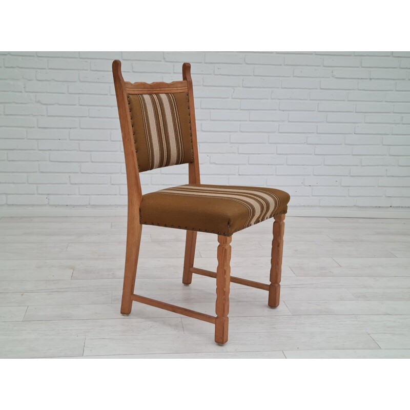 Set of 6 vintage original Danish oak wood chairs, 1960s