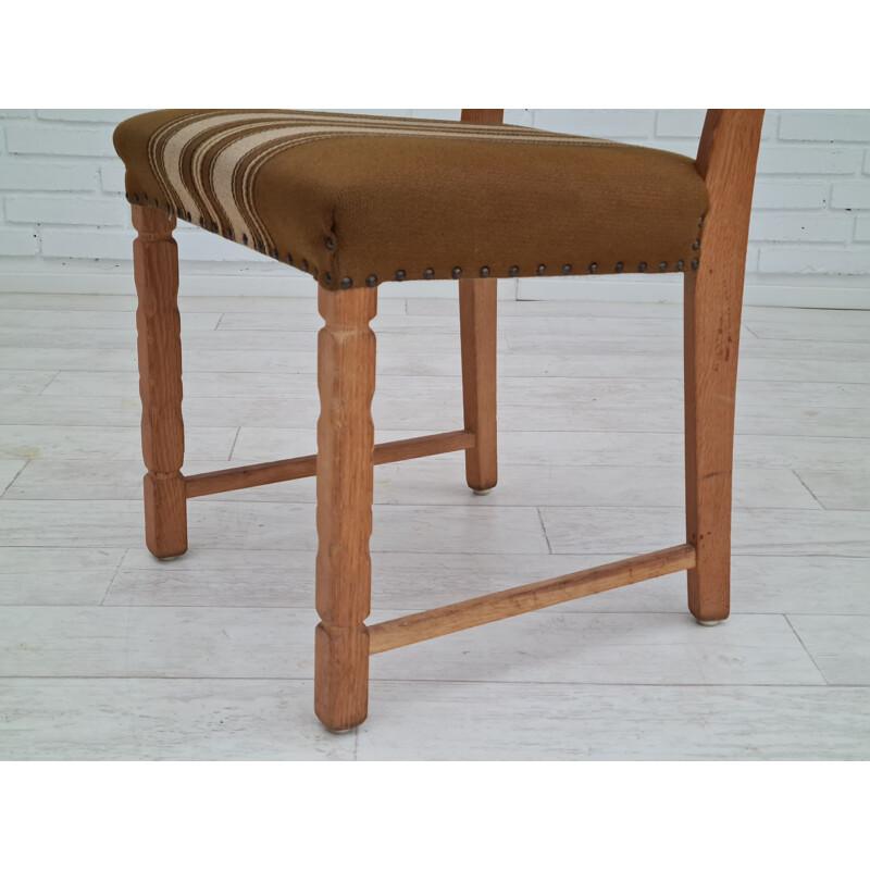 Set of 6 vintage original Danish oak wood chairs, 1960s