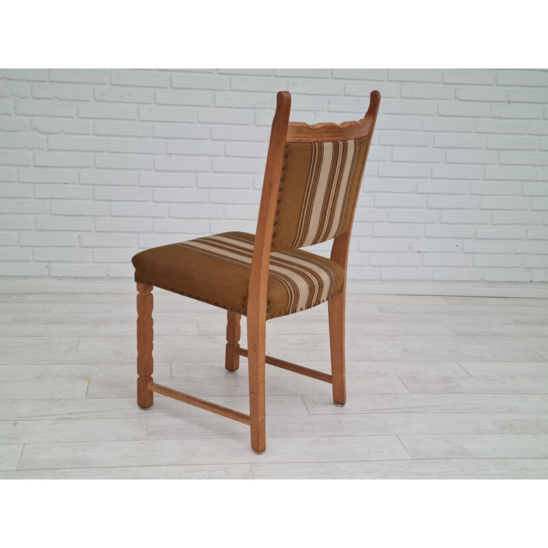 Set of 6 vintage original Danish oak wood chairs, 1960s