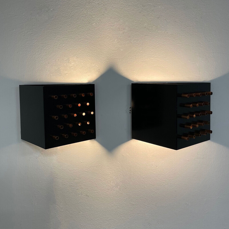 Pair of vintage Clair-Obscur wall lamps by Raak, 1960s