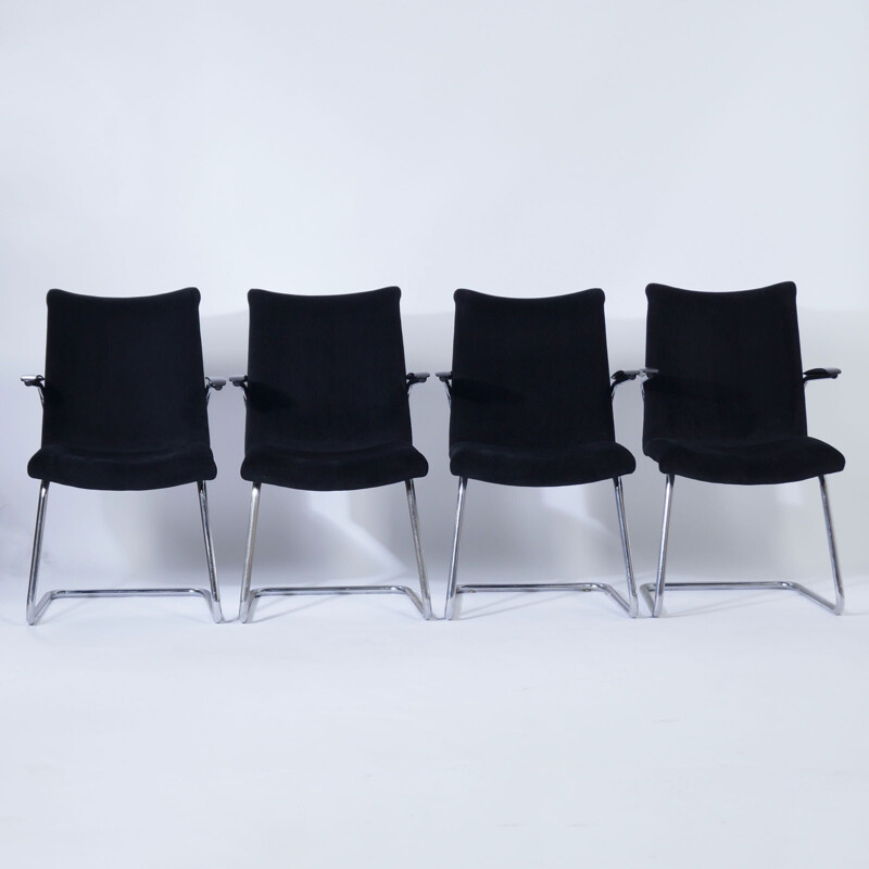 Ensemble de 4 fauteuils cantilever vintage par Toon De Wit pour De Wit, 1950