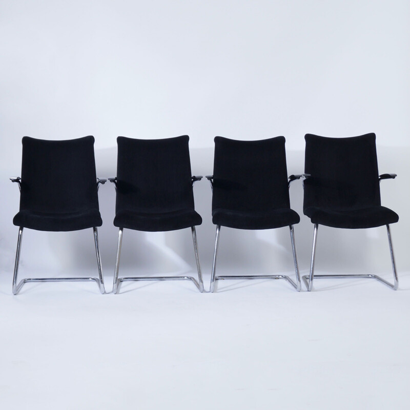 Set of 4 vintage cantilever armchairs by Toon De Wit for De Wit, 1950s