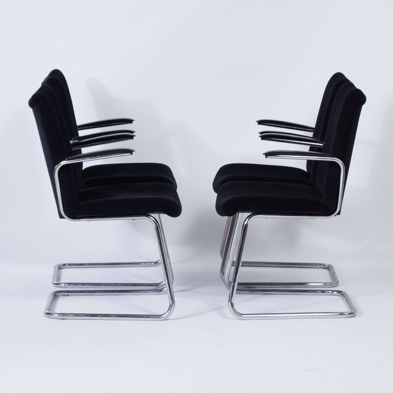 Ensemble de 4 fauteuils cantilever vintage par Toon De Wit pour De Wit, 1950