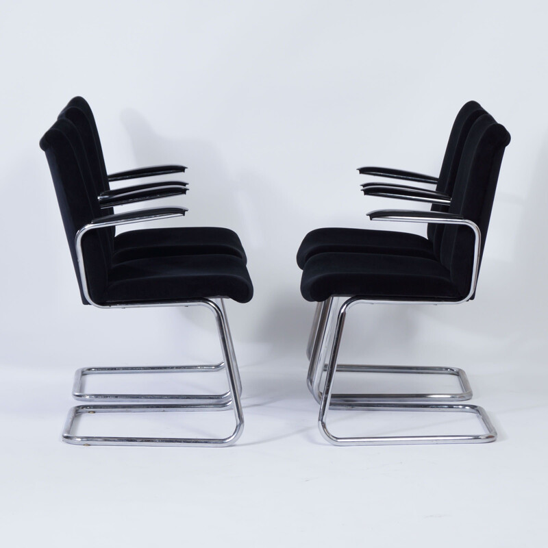 Set of 4 vintage cantilever armchairs by Toon De Wit for De Wit, 1950s