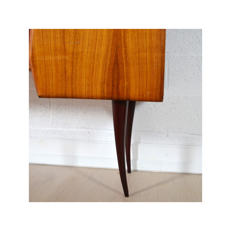 High Italian Bahut cabinet in rosewood and glass - 1950s