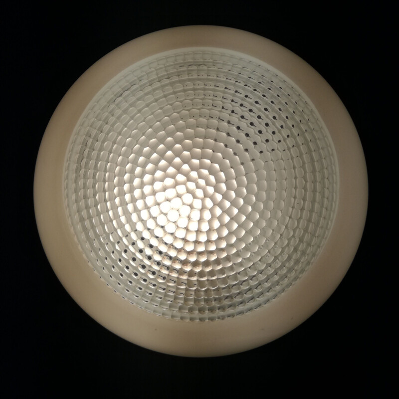 Vintage industriële plafondlamp van ijzer en glas