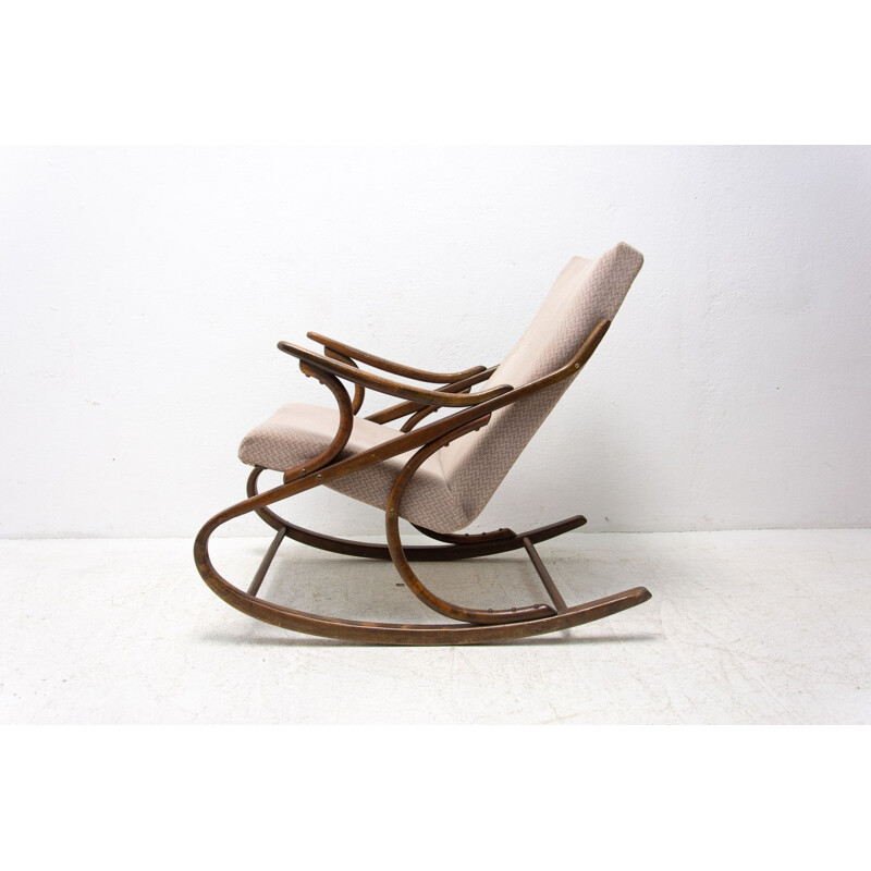 Chaise à bascule vintage en bois courbé par Ton, Tchécoslovaquie 1960