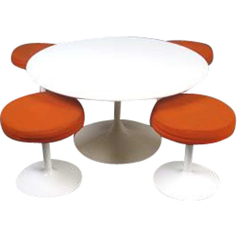 Tulip coffee table and 4 stools - 1970s
