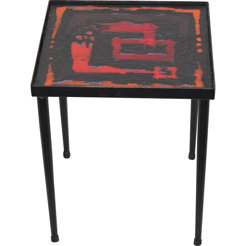 Norma table in lava stone and metal, CLOUTIER Brothers - 1950s