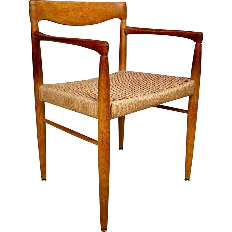 Vintage oak and paper cord armchair by Henry W. Klein for Bramin, Denmark 1960