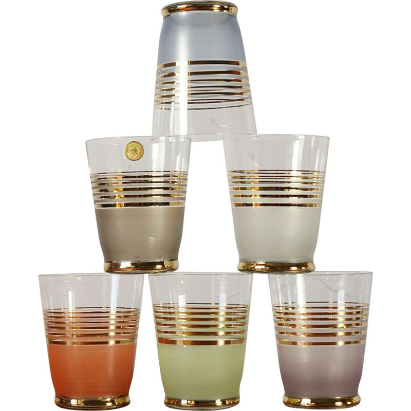 Ensemble de 6 verres vintage, 1950