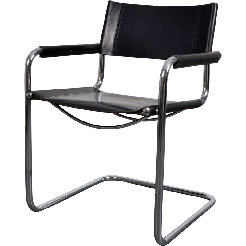 Cadeira de couro Vintage cantilever com apoios de braços de Mart Stam para Linea Veam