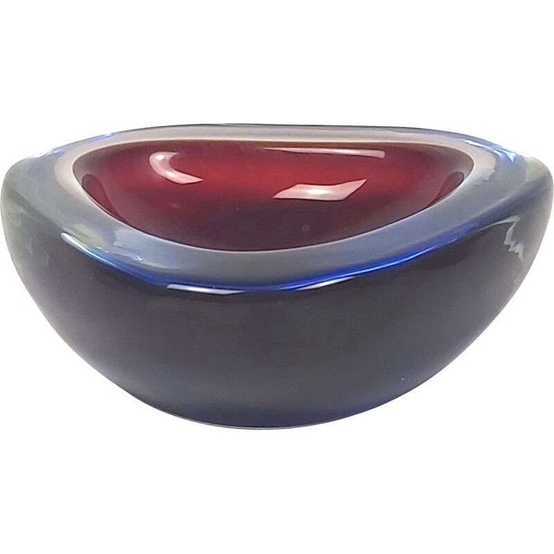 Vintage Sommerso Murano glass ashtray, Italy 1960s