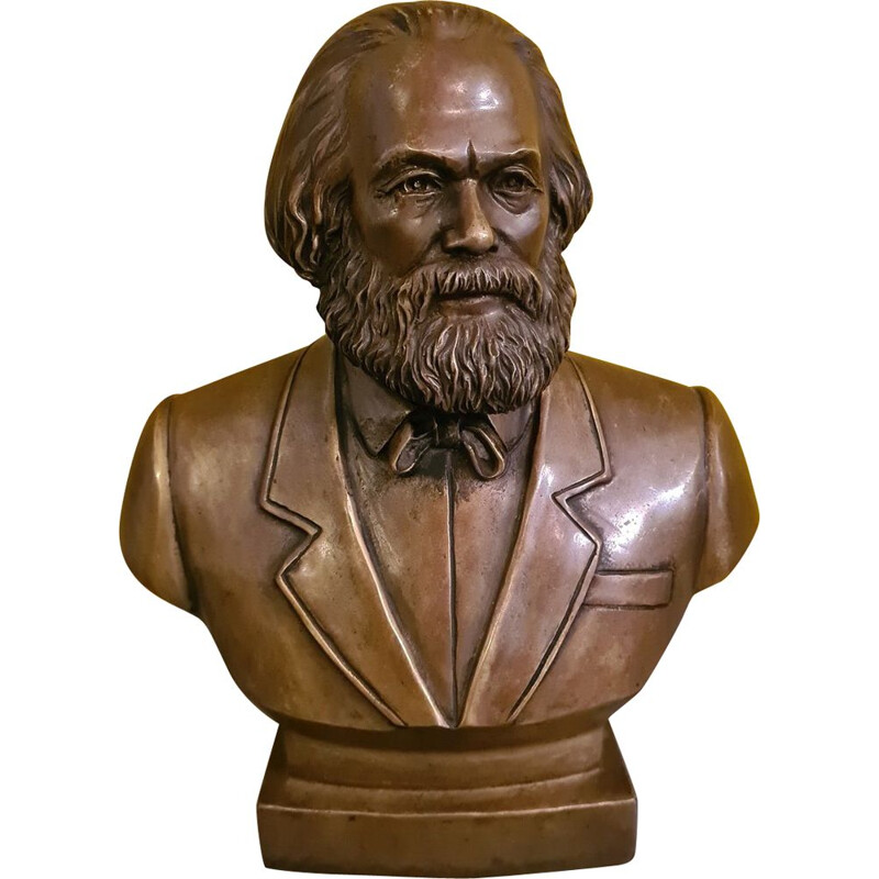 Buste vintage en bronze de Karl Marx
