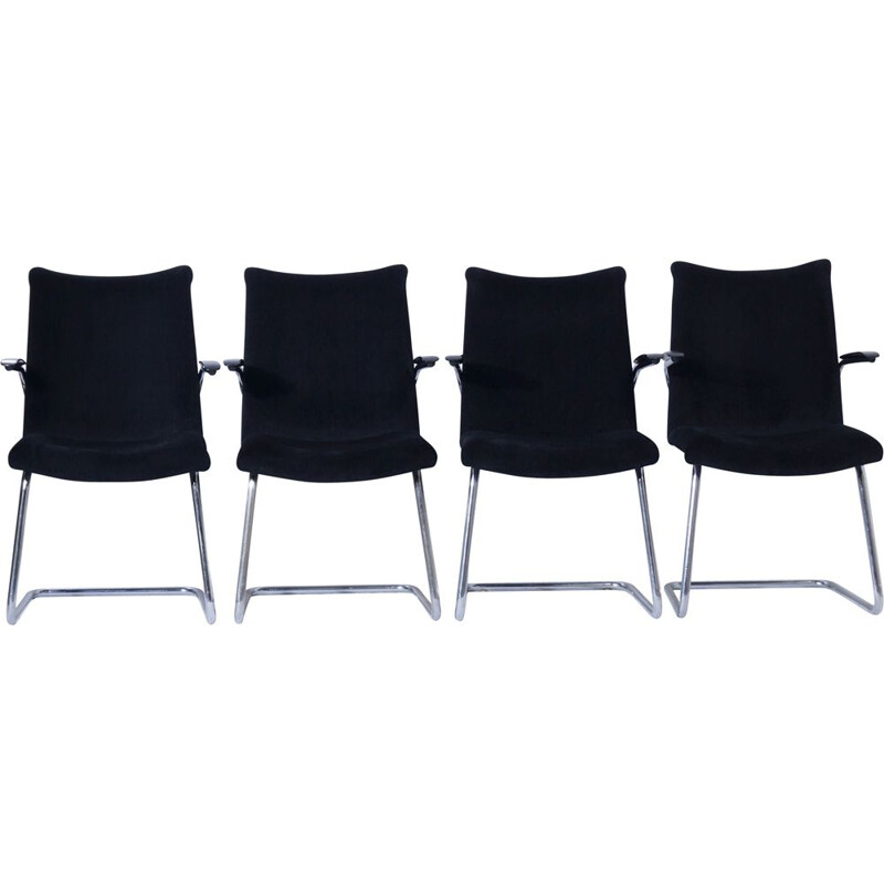 Set of 4 vintage cantilever armchairs by Toon De Wit for De Wit, 1950s