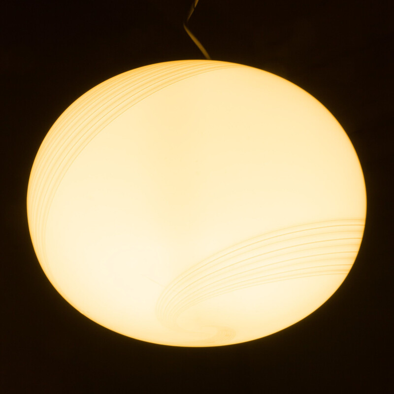 Italian vintage Murano glass sphere pendant lamp, 1970s