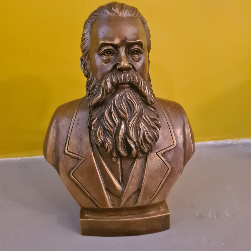 Buste vintage en bronze Friedrich Engels