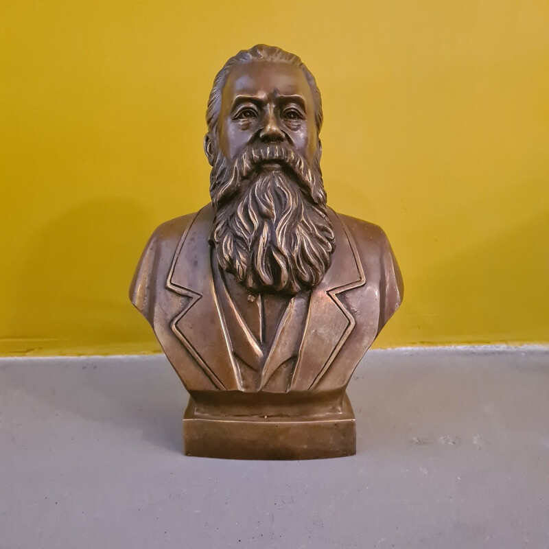 Bronze vintage bust Friedrich Engels