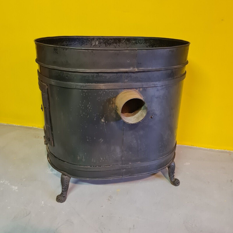 Vintage Dutch black metal peat stove, 1800s
