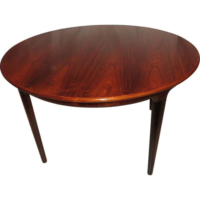 Large Scandinavian extendable table in Rio rosewood - 1960s