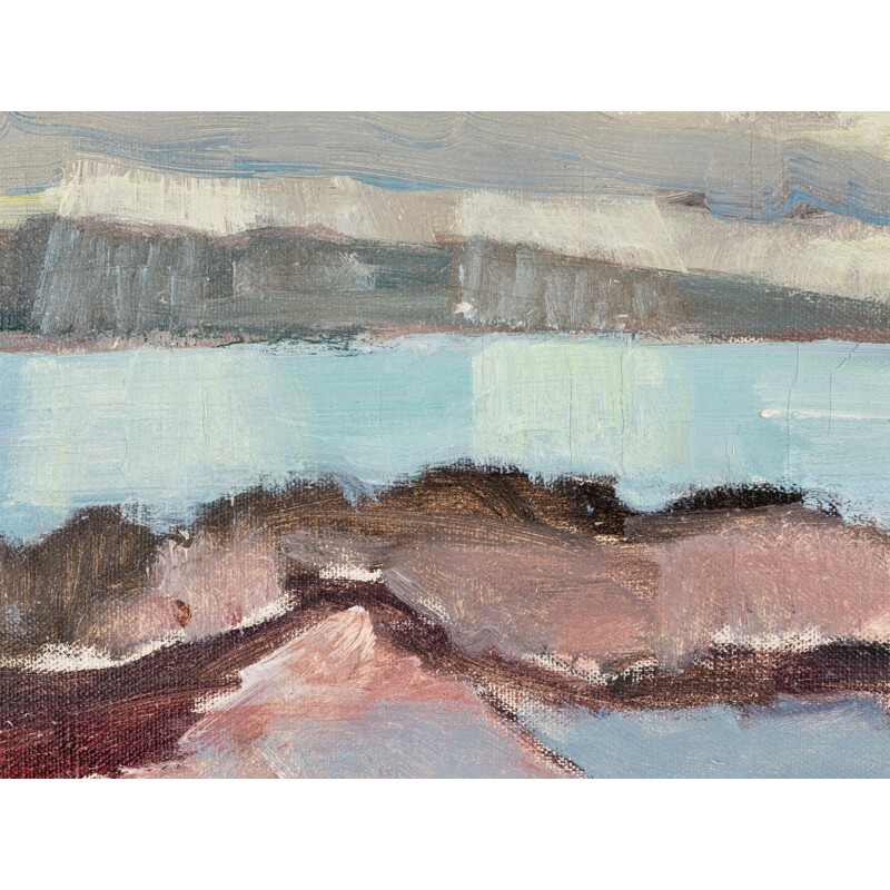 Oil on canvas vintage "Sea Bay" by Arne Maryd
