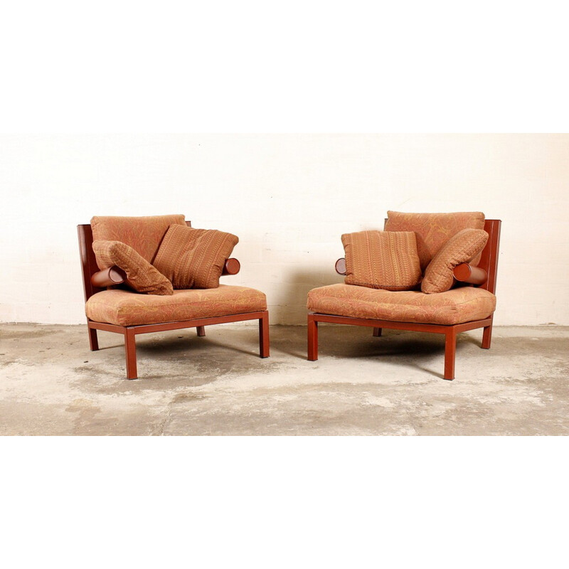 Pair of B&B Italia "Baisity" armchairs in leather, Antonio CITTERIO - 1980s