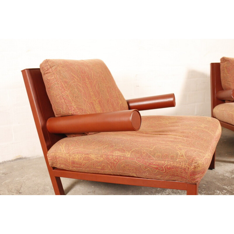 Pair of B&B Italia "Baisity" armchairs in leather, Antonio CITTERIO - 1980s