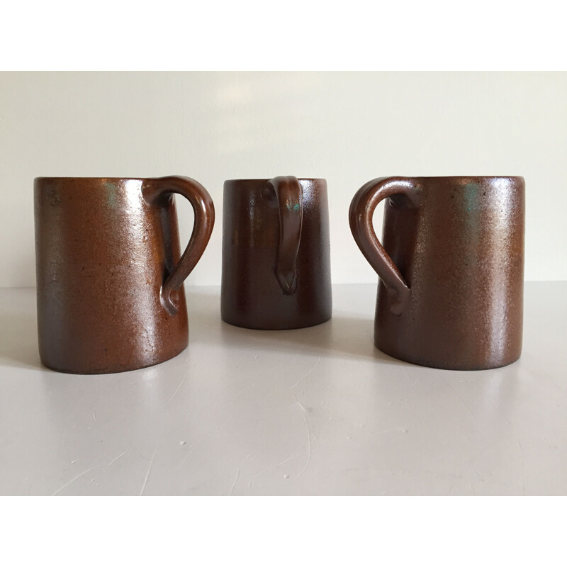 Set of 3 vintage stoneware mugs