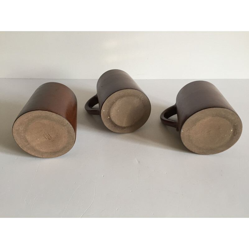 Set of 3 vintage stoneware mugs